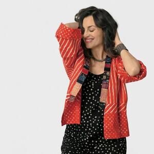 Marketplace India Sikkim Open Boxy Lightweight Cotton Embroidered Artsy Jacket L